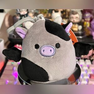 Bridgette the Bat Cow 3.5" Halloween Squishmallow Stuffed Plush Bag Clip